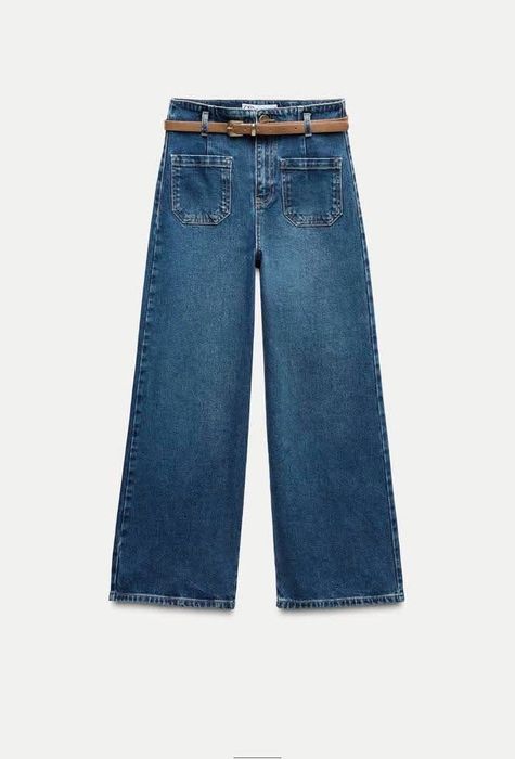 ZARA Cropped Wide Leg Front Pockets Jeans