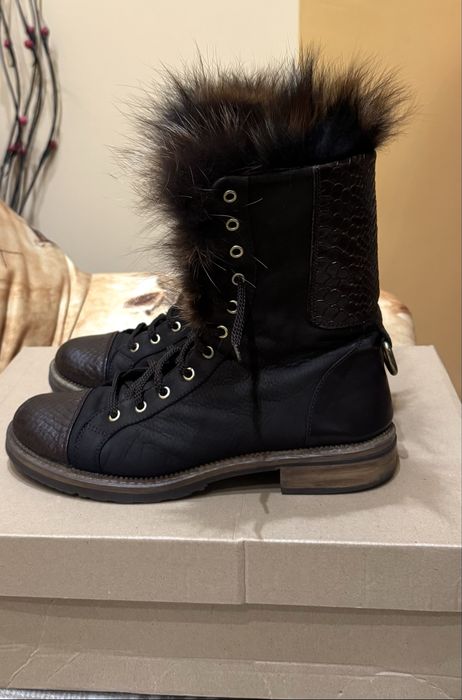 Дамски боти Daris от естествена  кожа и пух