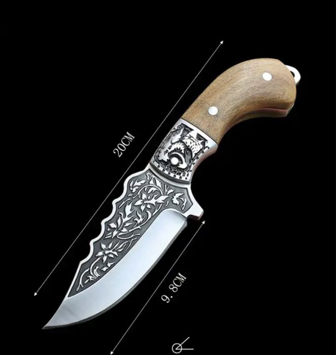 Ловен нож за дране на животни с кожена кания подходящ за ловци