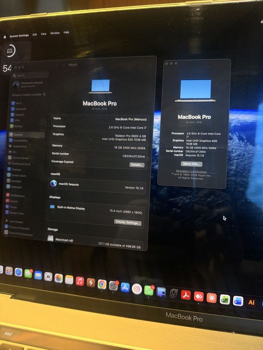 Vand Macbook Pro 2018 15”