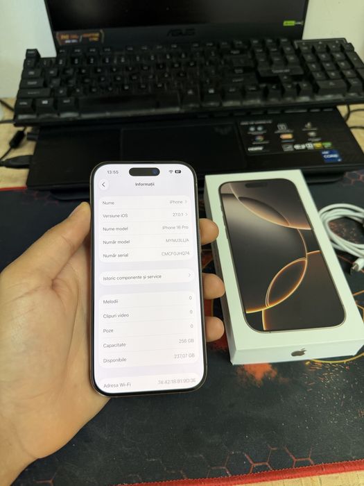 iPhone 16 PRO 256 GB Desert Titanium la cutie 91% bateria