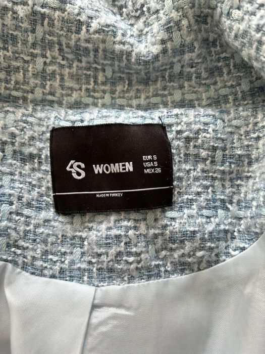 Дамско палто/блейзър  4S Women S елегантно двуредно синьо/бяло