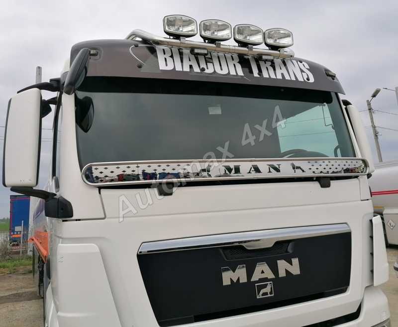 Bullbar, bara inox, suport proiectoare plafon MAN TGS, TGL, TGX-L