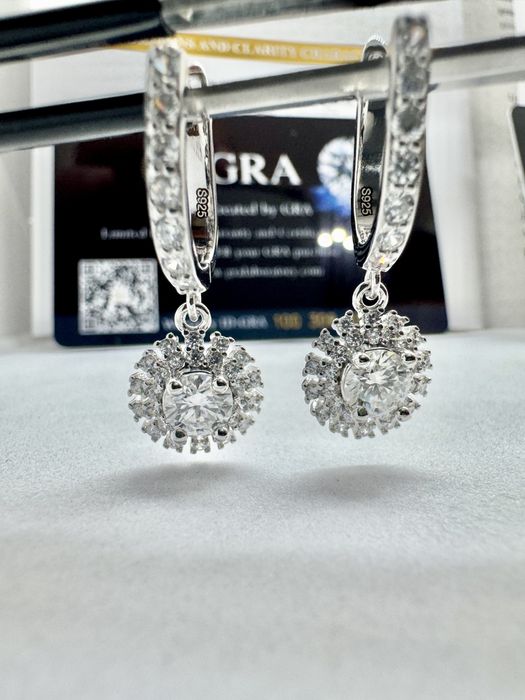 Сребърни обеци с мойсанит (Диамант) 0.5 карата