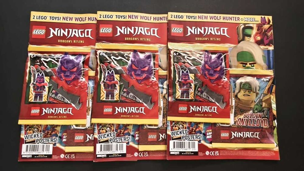 Revista Lego Ninjago cu 2 foil packuri Wolf Hunter si Golden Oni Lloyd