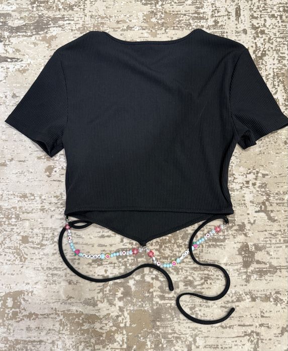Къса блуза/ кроп топ с връзки
