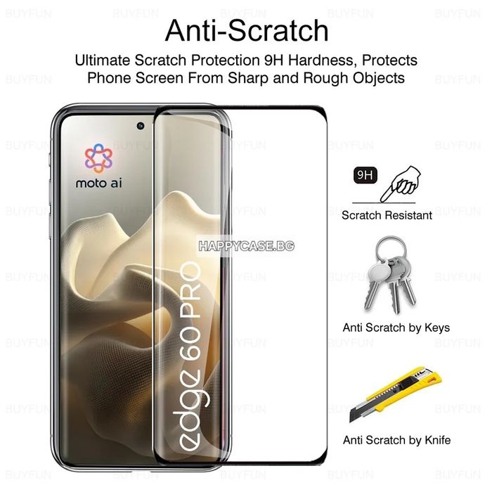 Motorola Edge 70 Fusion / Edge 60 / Edge 60 Fusion / Edge 60 Pro / 3D Full Glue Извит стъклен протектор с цяло лепило