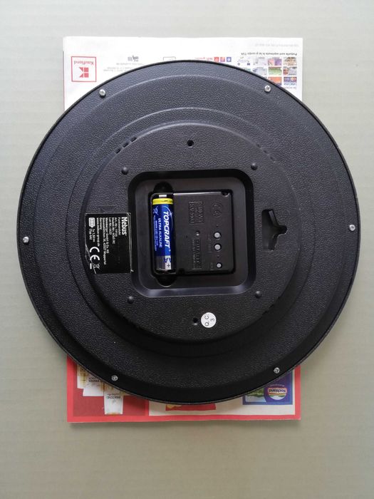 Ceas de perete cu radio control Mebus diametru 26cm, exterior-interior