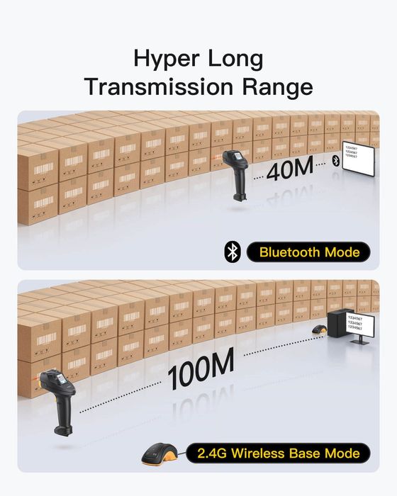 Scaner de coduri de bare wireless Bluetooth 1D/2D/QR cu ecran tactil