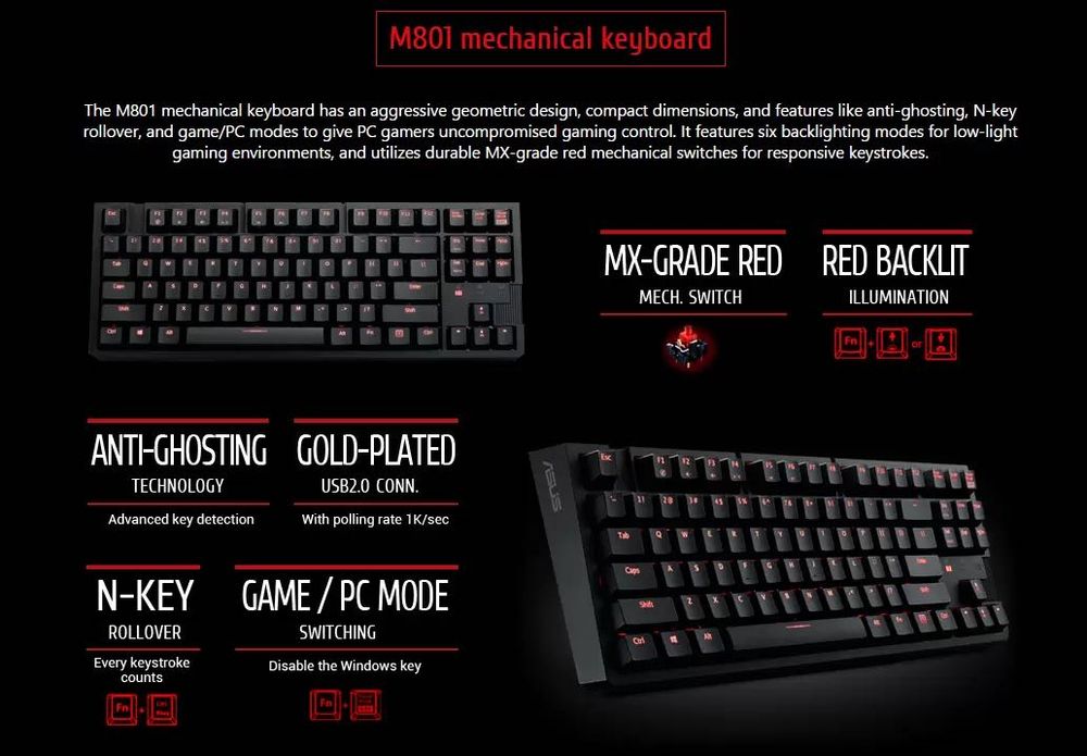 ASUS TKL Mechanical Keyboard Механическая Клавиятура ТКЛ