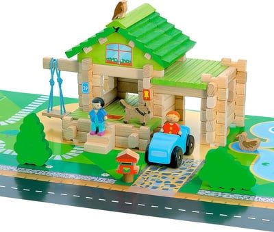 Joc constructie din lemn 80 piese