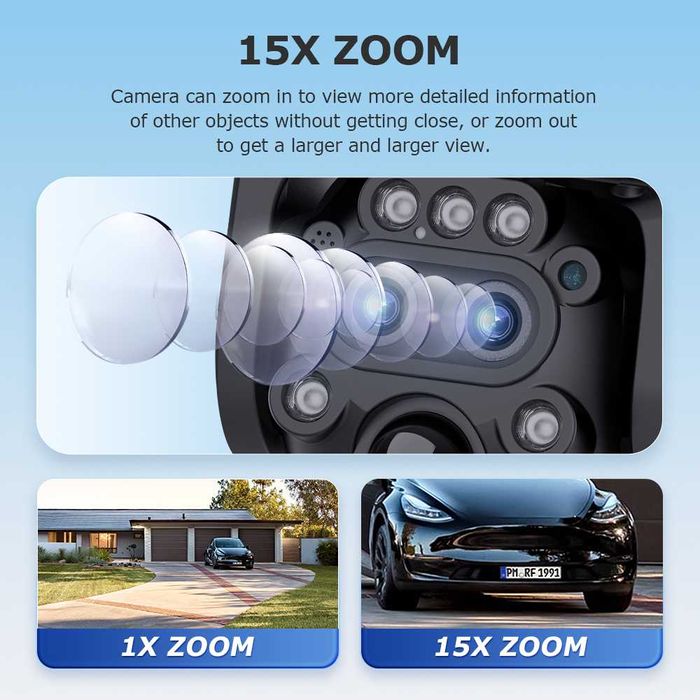 4G Соларна PTZ камера 6MP с 3 обектива, 15X zoom,  и SIM за 1 год.