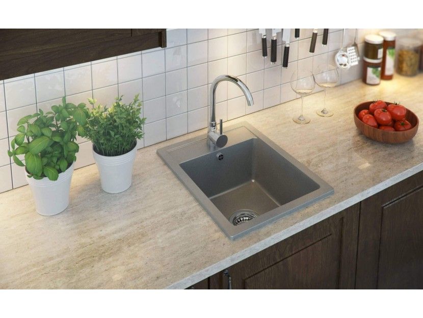 Гранитна Мивка за Кухня модел РИГА - Сива - Антибактериална
