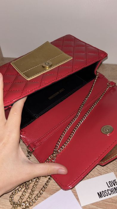 Geanta Love Moschino - Red & gold detail