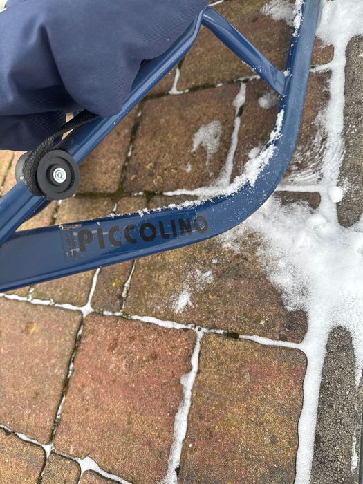 Sanie Piccolino cu Saculet albastru, Spatar si Maner, metal