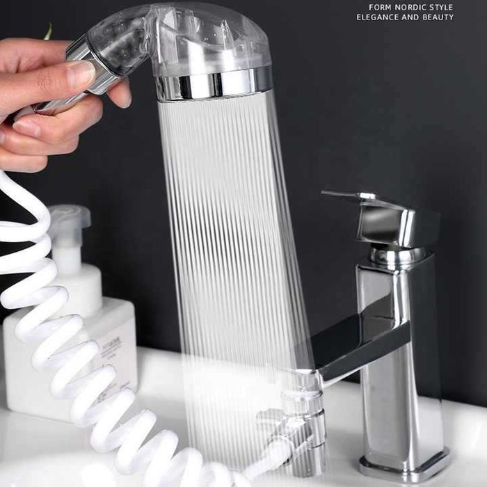 Extensie dus pentru robinetul de chiuveta cu suport si furtun 130 cm