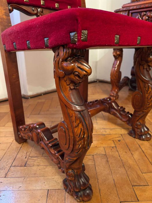 Mobilier din lemn masiv sculptat in stil neorenascentist spaniol baroc