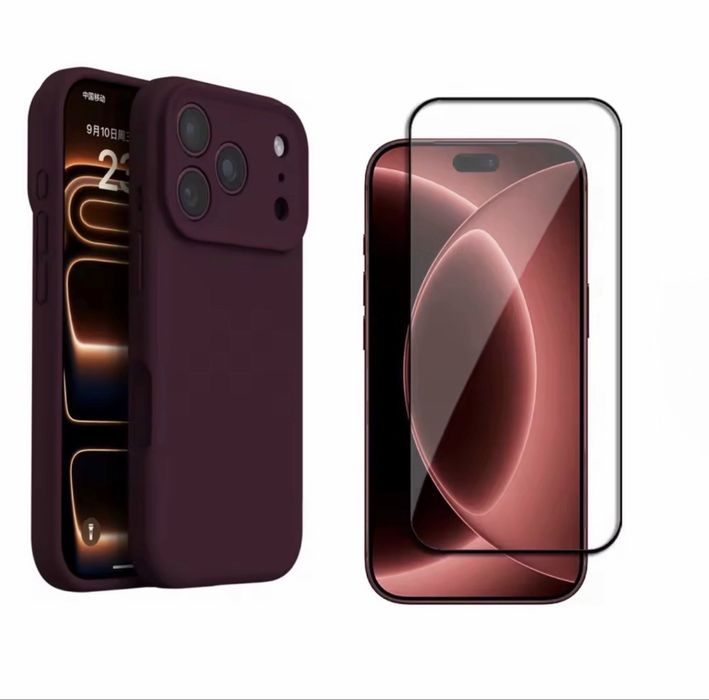 Husa Soft Catifea si Folie Sticla Iphone  17 PRO MAX 17 PRO 17 18 PRO 18 PRO MAX