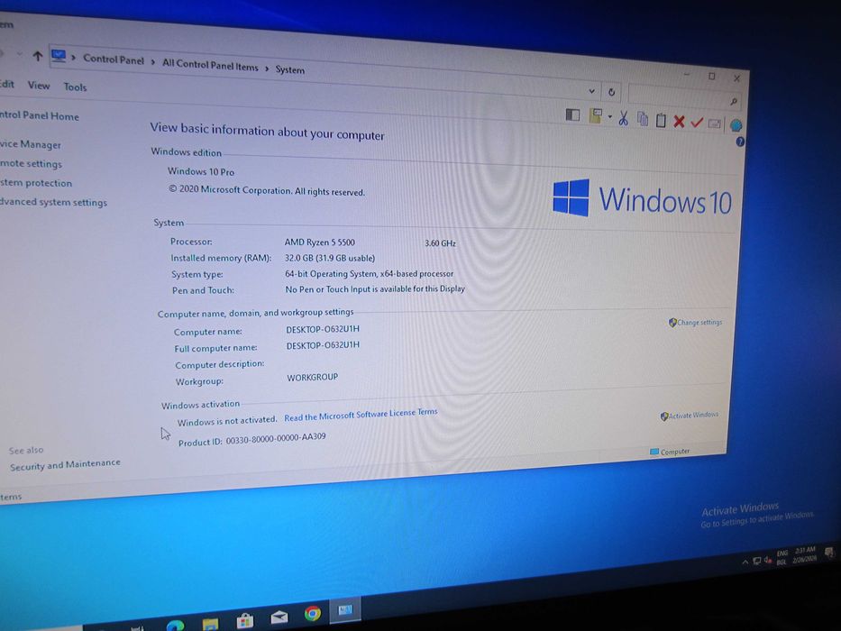 Гейм Ryzen 5 5500, 32GB,  GB RTX3070, SSD NVMe 512GB, 1TB HDD