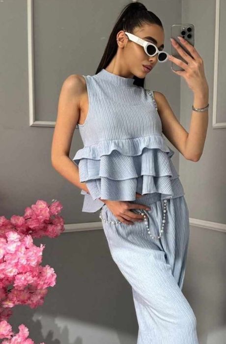 Нов дамски комплект в синьо