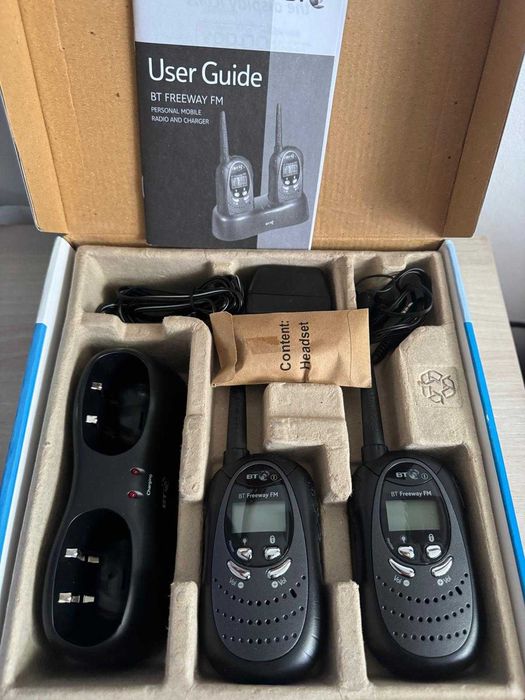 Set 2 Stații Walkie-Talkie BT Freeway FM — PMR, Radio FM, Încărcător, Noi