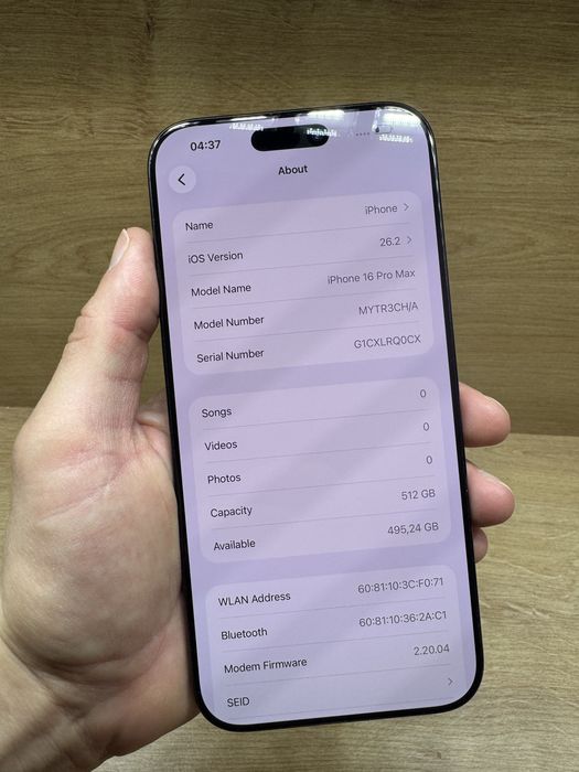 iPhone 16 PRO MAX 512Gb black 100% battery life