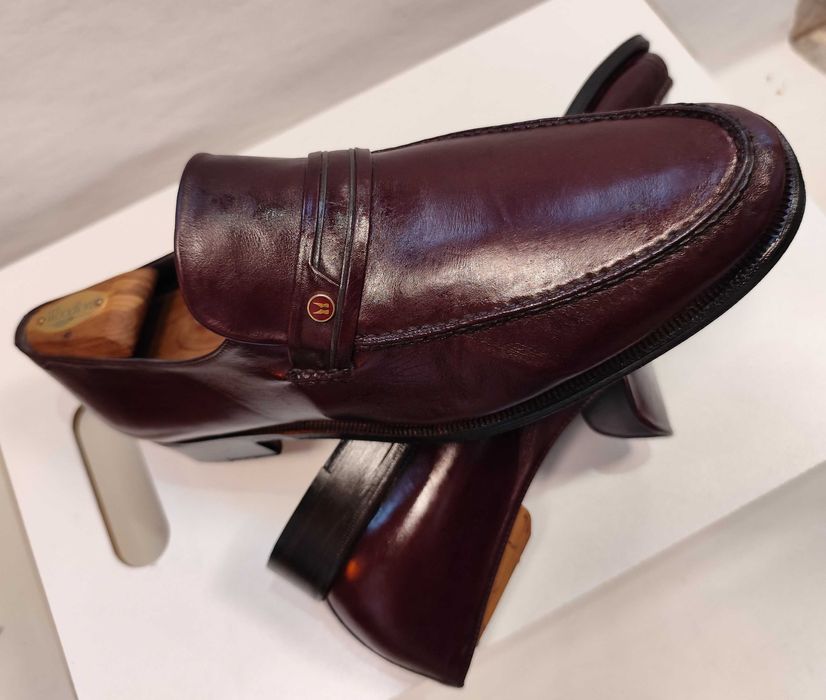 Pantofi loafer de lux 44 44.5 Moreschi lucrati manual piele naturala moale maro castana