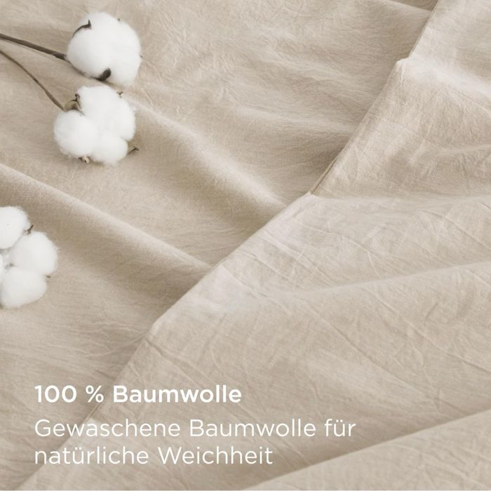 Lenjerie de pat BEDSURE 135x200 – 100% bumbac, aspect in, culoare taupe (hazelnut)