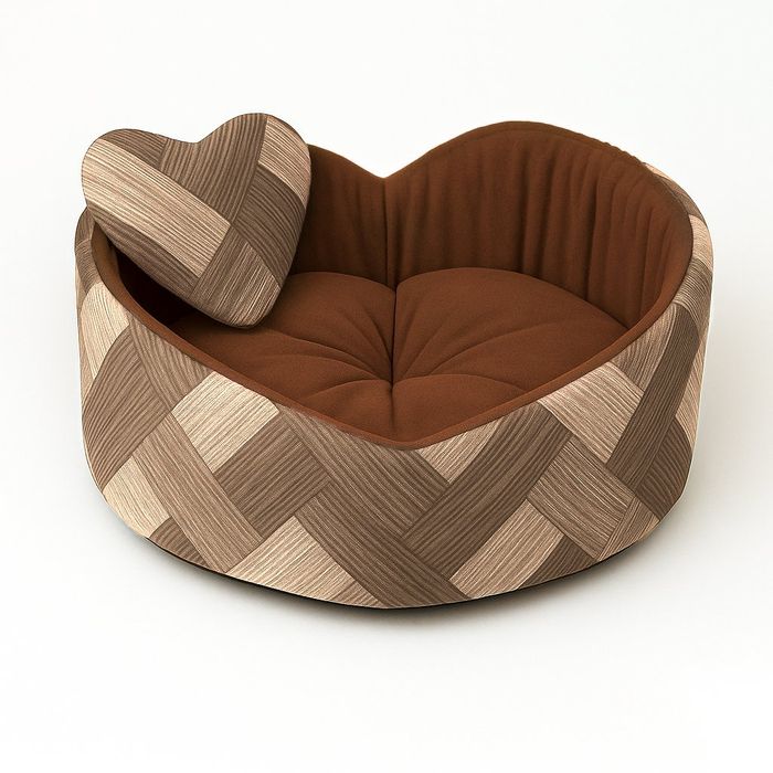 Меко легло тип сърце за куче/коте ISADORA (Кафяво / Бежаво Каре) +