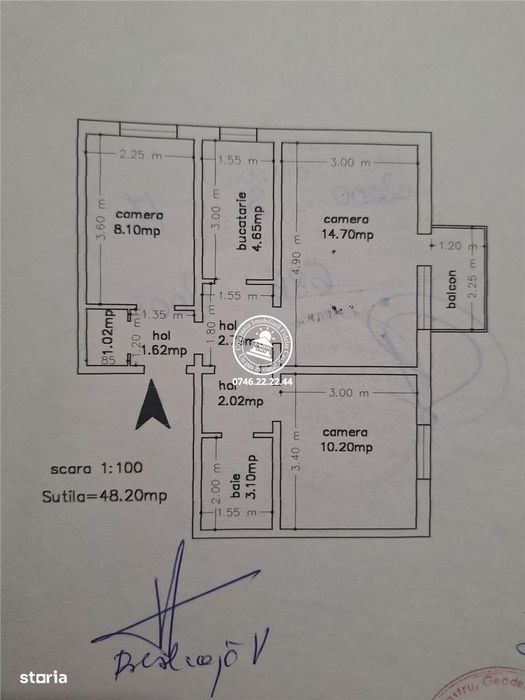 Apartament 3 camere decomandat de vanzare zona Alexandru cel Bun -Iasi