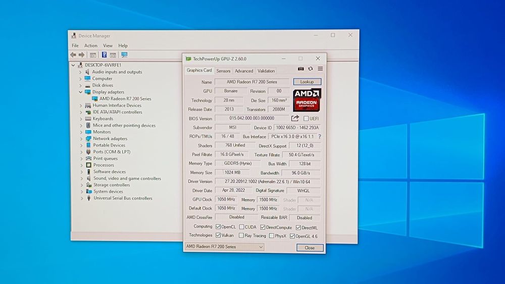 Placă video MSI Radeon R7 1GB DDR5
