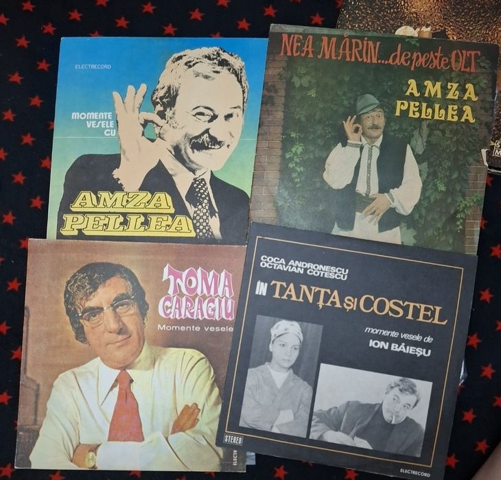 Set 10 buc vinil  placi vechi discurile Amza Pellea pelea tangouri celebre nea marin Toma caragiu tanta si costel ion baiesu comedie povesti colecție