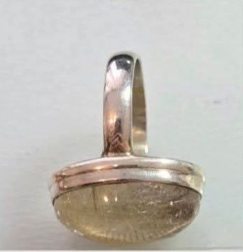 Inel din argint cu piatră naturală cuarț rutil gold