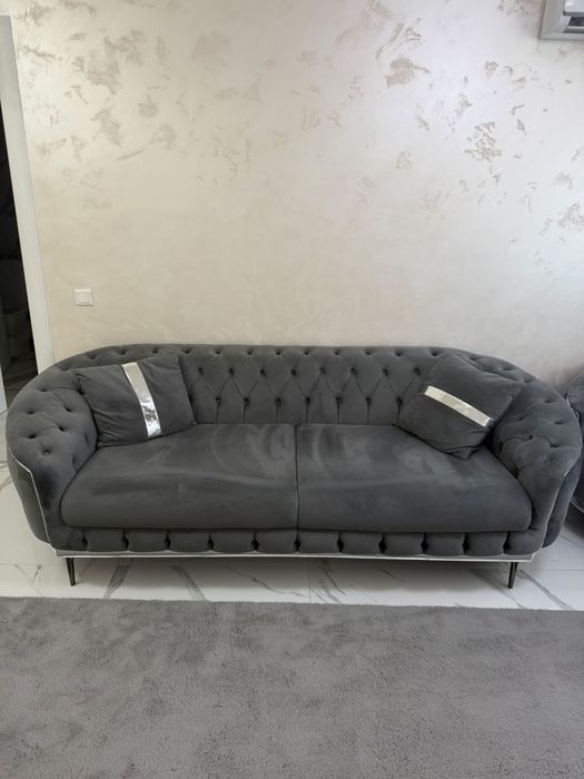 Canapea + Fotolii Chesterfield Lux Noi
