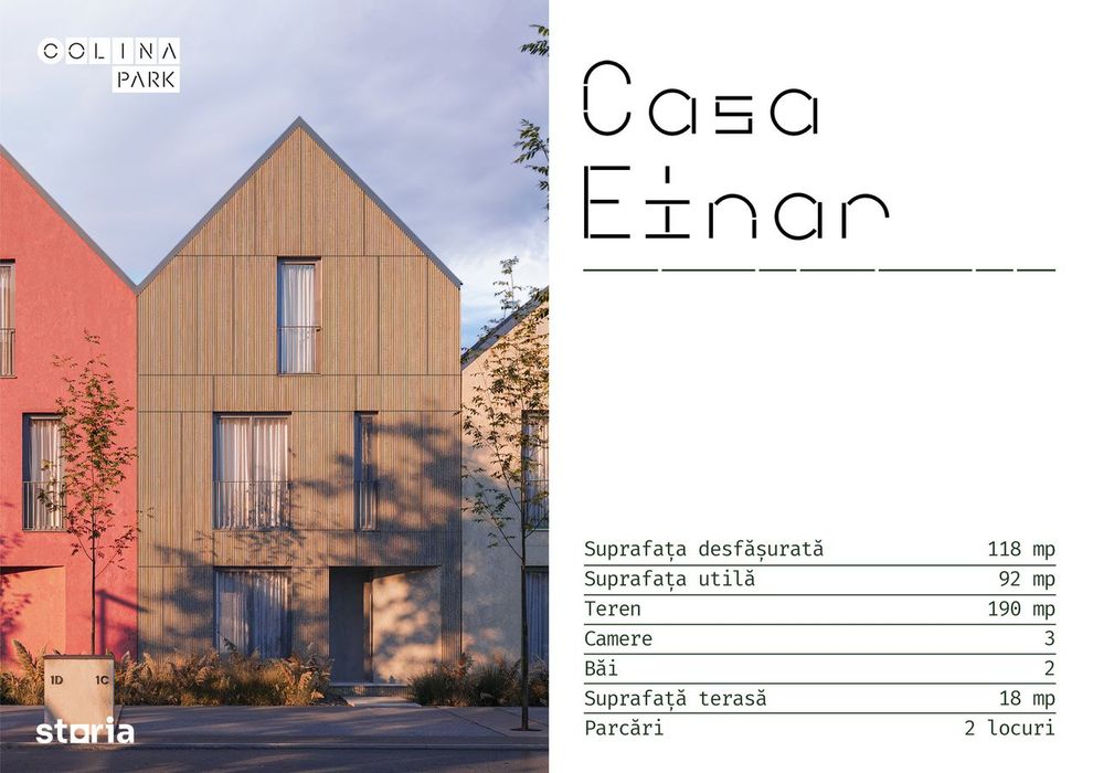 Casa EINAR, 770 e/mp ColinaPark POMPA CALDURA 2 parcari, drum asfaltat