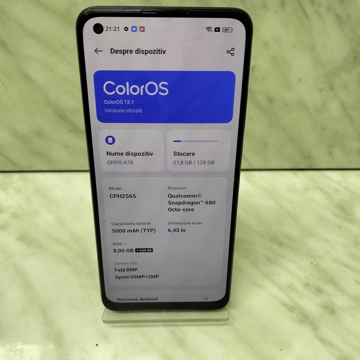 Telefon OPPO A78 5G Negru 128GB cu 8gb ram Zeus Amanet Rahova