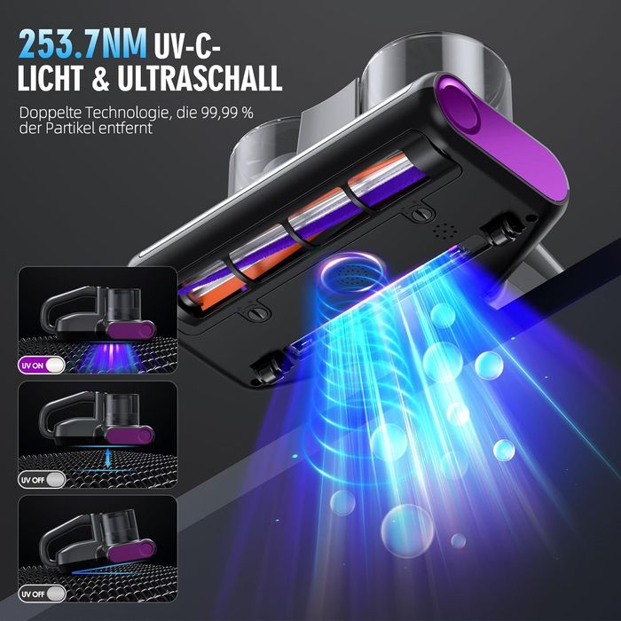 16KPa, 500W Прахосмукачка за матраци JPHYLL, UV-C светлина, HEPA филтър