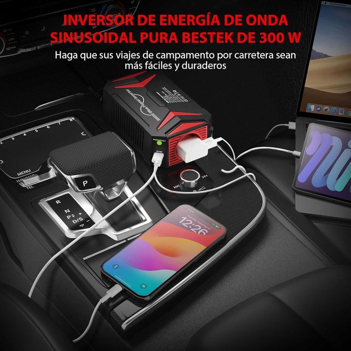 Invertor Auto Onda Pure 300W, Transformator Invertor 12V la 220V