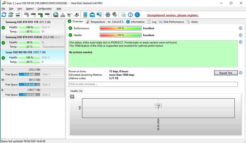 Lexar 2Tb SSD отличное состояние