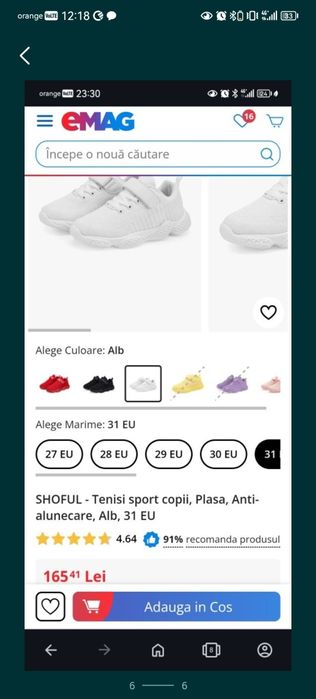 Teniși albi antialunecare marimea 31