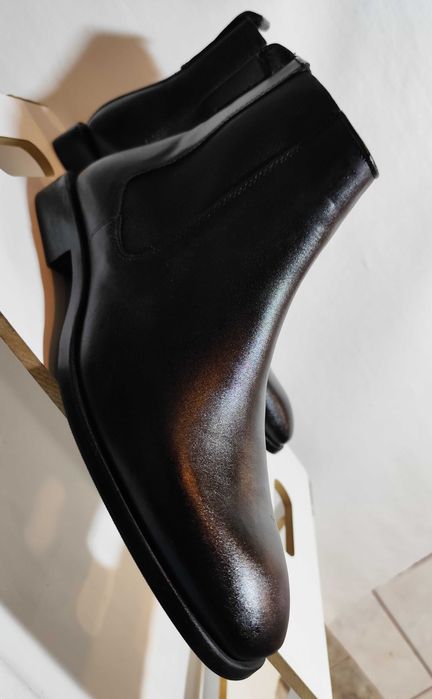 Ghete chelsea 43 plain toe ZARA NOI piele naturala moale negru