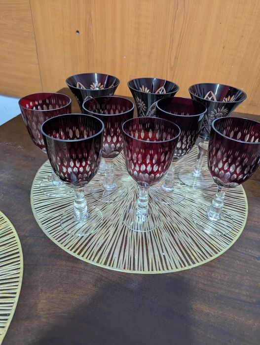 Set pahare cristal roșu (rubin)