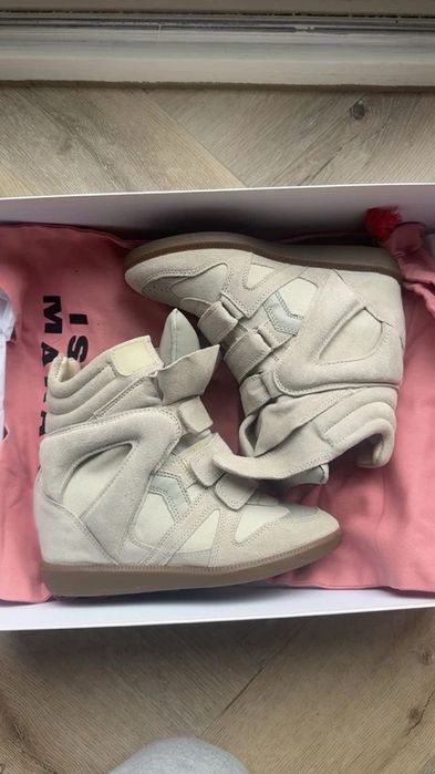 ghete sneakers Isabel Marant Bekett alb crem bej ecru marime 36 37 38 39 40 platforma Y2k Valentino Balenciaga Amiri Golden Goose