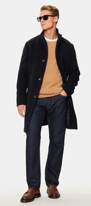 Palton slim 52 XL premium Paul R Smith lana moale de Alpaca gri inchis