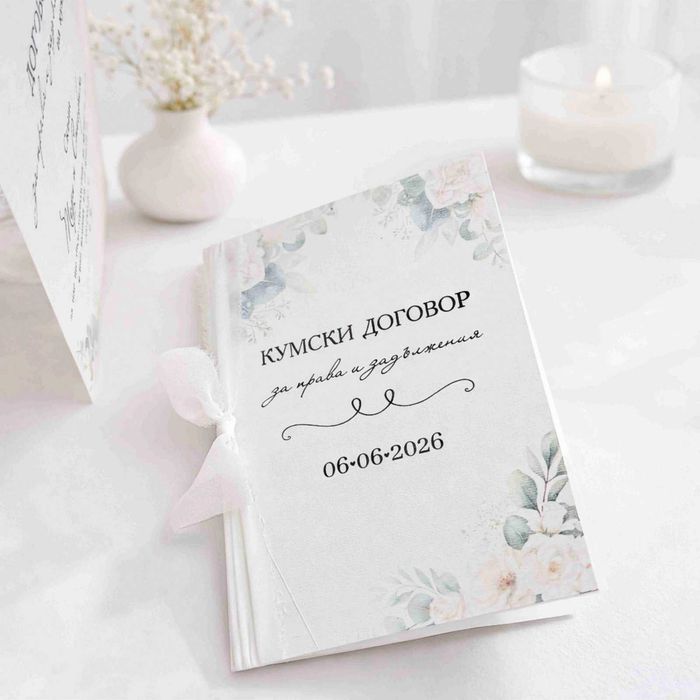 Аксесоари Подаръчни кутии за Кумове, Чаши Кум и Кума Договор за Кумове