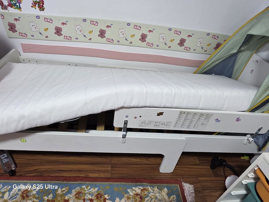 Pat extensibil Slakt Ikea cu somiera si saltea