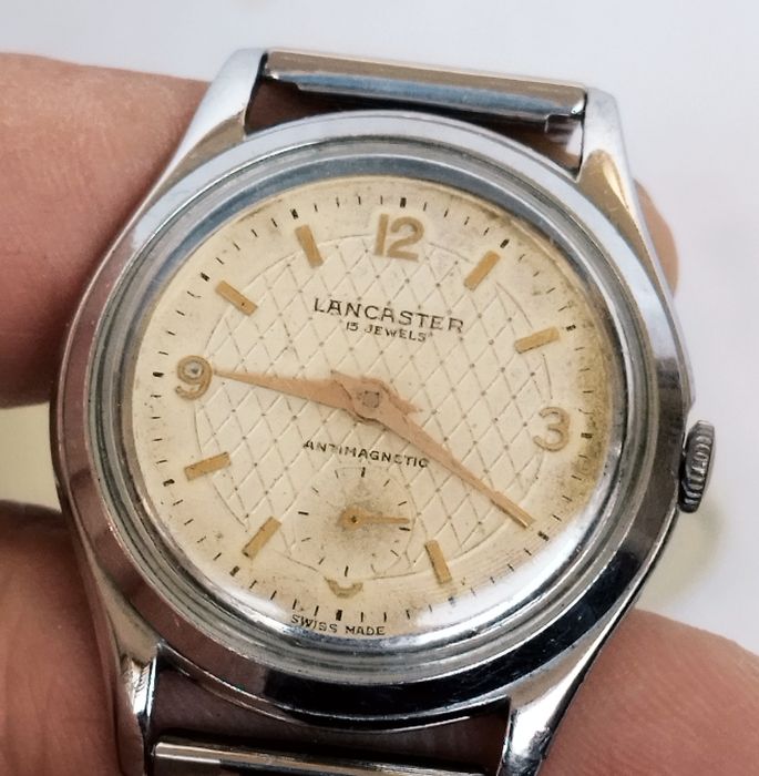 Ceas bărbătesc vintage Lancaster mecanic cu 15 rubine, fabricat în Elveția, din anii 1960.