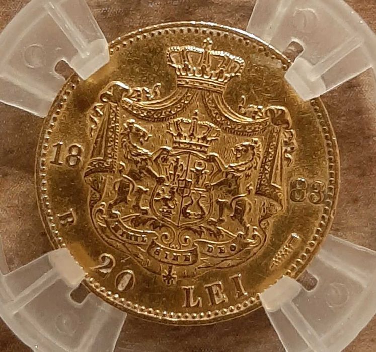 Moneda AUR 20 lei 1883 si 20 lei 1890 AU58, certificata, gradata NGC.