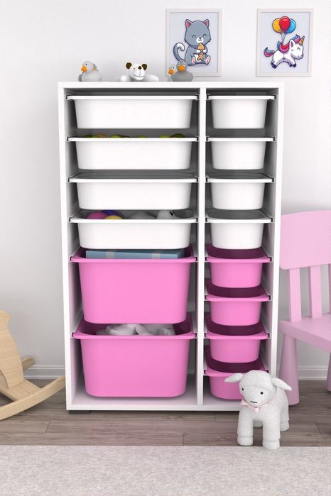 Органайзер, Етажерка за играчки, Мултифункционален шкаф с 14 кошници