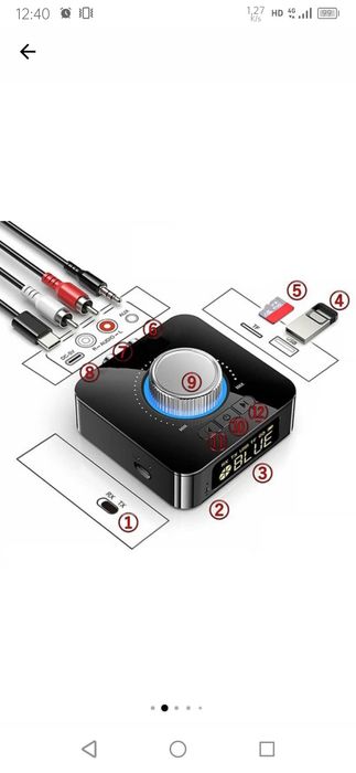 Adaptor Bluetooth 5 in 1, cu telecomanda, 400mAh, microSD, intrare ste